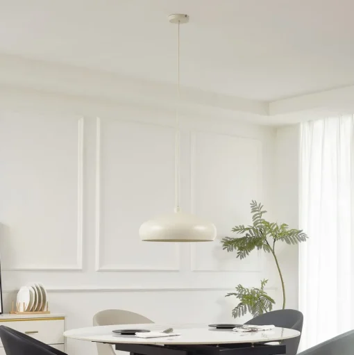Lindby hanglamp Elover, beige, Ø 45 cm, ijzer