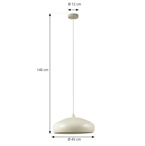 Lindby hanglamp Elover, beige, Ø 45 cm, ijzer