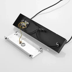 Lindby hanglamp Elrond, 116 cm, zwart, 4-lamps, hout