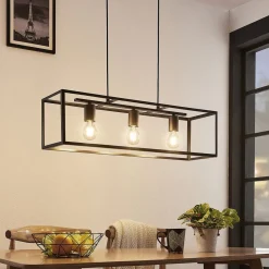 Lindby hanglamp Emily, 72 cm, zwart, 3-lamps, metaal