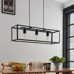 Lindby hanglamp Emily, 72 cm, zwart, 3-lamps, metaal