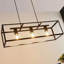 Lindby hanglamp Emily, 72 cm, zwart, 3-lamps, metaal