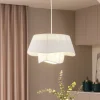 Lindby hanglamp Eryndor, wit, textiel, Ø 47 cm, E27