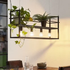 Lindby hanglamp Grisela, schap, zwart, metaal, 120 cm