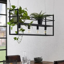 Lindby hanglamp Grisela, schap, zwart, metaal, 120 cm