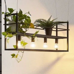 Lindby hanglamp Grisela, schap, zwart, metaal, 120 cm