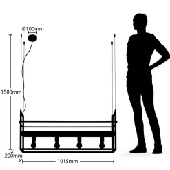 Lindby hanglamp Grisela, schap, zwart, metaal, 120 cm