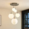 Lindby hanglamp Heleska, wit, glas, 5-lamps, Ø 50 cm