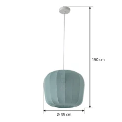 Lindby hanglamp Helin, blauw, Ø 35 cm, stof
