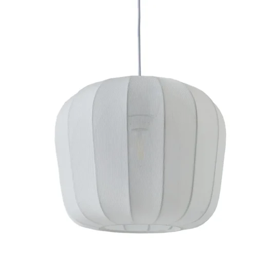 Lindby hanglamp Helin, wit, Ø 35 cm, stof