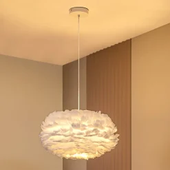 Lindby hanglamp Heven, Ø 50 cm, wit, kunststof, E27