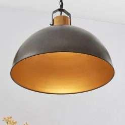 Lindby hanglamp Holgar, groen, hout, metaal, Ø 45 cm, E27