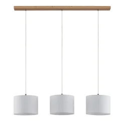 Lindby hanglamp Imarin, 3-lamps, wit, textiel, 100cm