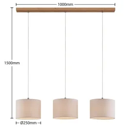 Lindby hanglamp Imarin, 3-lamps, wit, textiel, 100cm