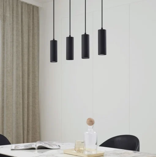 Lindby hanglamp Joffrey, 76 cm, zwart, 4-lamps, GU10