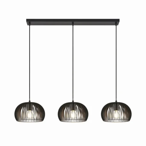 Lindby hanglamp Jusra, zwart, metaal, 3-lamps, 99cm