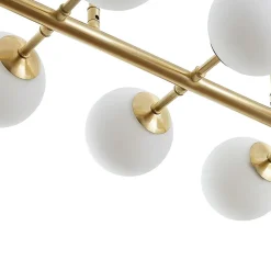 Lindby hanglamp Kiamo, 83 cm, messing, wit, glas, G9