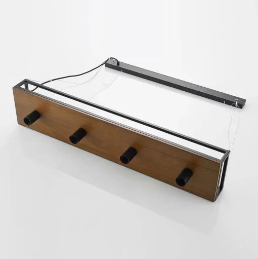Lindby hanglamp Kirista, 4-lamps, zwart, hout, 100 cm