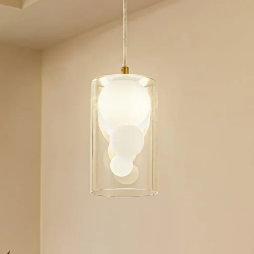 Lindby hanglamp Kupla, opaal/helder, glas, 1-lamp, G9