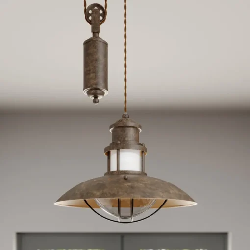 Lindby hanglamp Louisanne, verstelbaar, bruin, Ø 35 cm