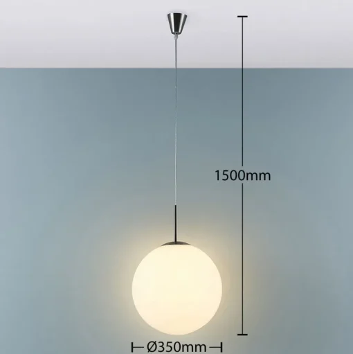 Lindby hanglamp Marike, Ø 35 cm, wit, glas, globe, E27