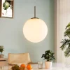 Lindby hanglamp Marike, Ø 30 cm, wit, glas, globe, E27