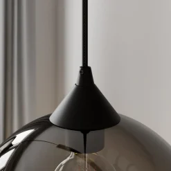 Lindby hanglamp Marla, 3-lamps, glas, rookgrijs, 102cm