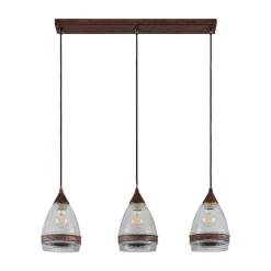 Lindby hanglamp Millina, 70 cm, roestbruin, 3-lamps.
