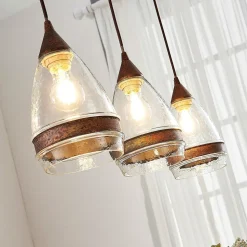 Lindby hanglamp Millina, 70 cm, roestbruin, 3-lamps.