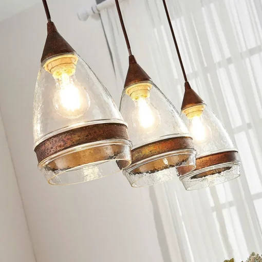 Lindby hanglamp Millina, 70 cm, roestbruin, 3-lamps.