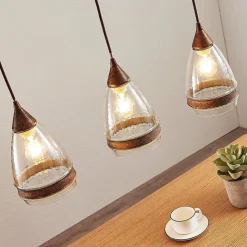 Lindby hanglamp Millina, 70 cm, roestbruin, 3-lamps.
