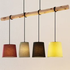 Lindby hanglamp Moskou , kleurrijk, textiel, hout, E27, 116 cm