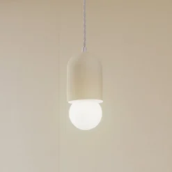 Lindby hanglamp Nielson, Ø 11 cm, beige, gips