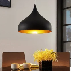 Lindby hanglamp Ritana, set van 2, zwart-goud, metaal, E27
