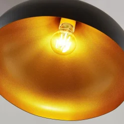 Lindby hanglamp Ritana, zwart-goud, metaal, Ø 31cm, E27