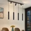 Lindby hanglamp Sanad, 100 cm, 7-lamps, zwart, GU10
