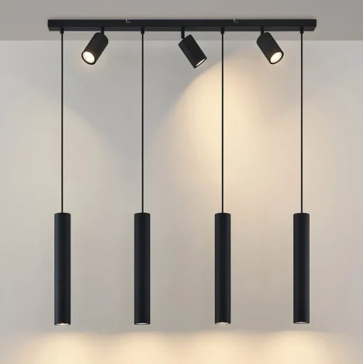 Lindby hanglamp Sanad, 100 cm, 7-lamps, zwart, GU10