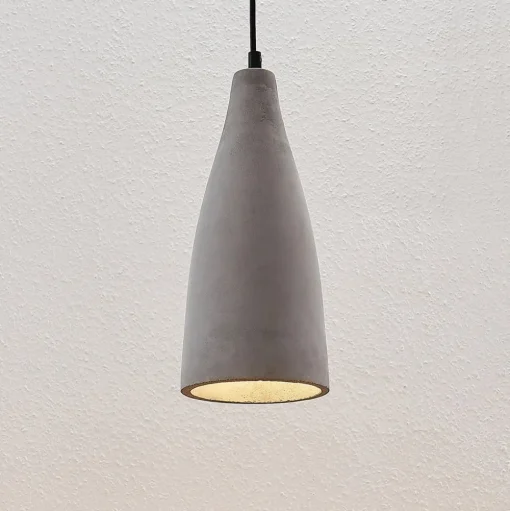 Lindby hanglamp Sanne, grijs, beton, Ø 15 cm, E27