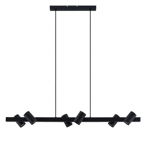 Lindby hanglamp Savoli, 116 cm, zwart, 6-lamps, staal