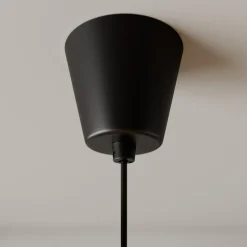 Lindby hanglamp Simaria, zwart, textiel, Ø 60 cm, E27
