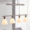 Lindby hanglamp Simeon, nikkelkleurig, glas, 73 cm, E14