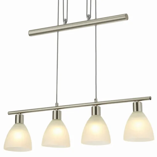 Lindby hanglamp Simeon, nikkelkleurig, glas, 73 cm, E14