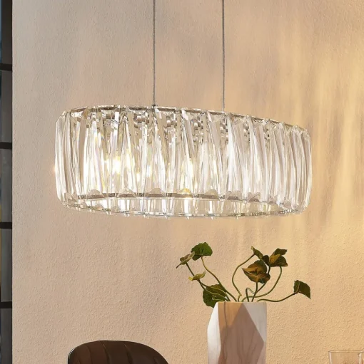Lindby hanglamp Sofia, 68 cm, 3-lamps, E14, chroom/helder