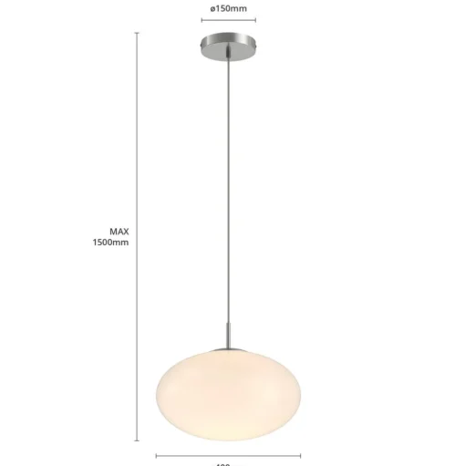 Lindby hanglamp Sonika, Ø 40 cm, nikkelkleurig, glas, E27