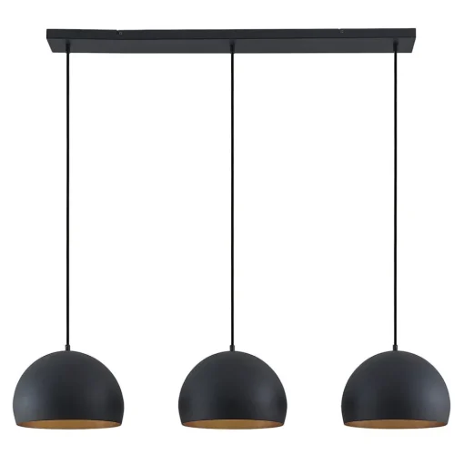 Lindby hanglamp Tarjei, lengte 120cm, zwart/goud, metaal