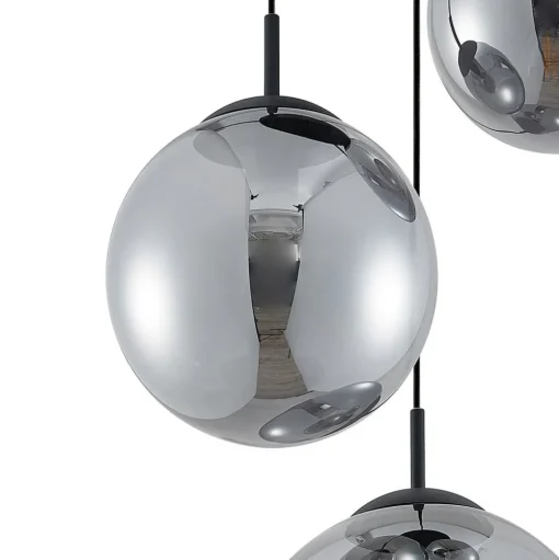 Lindby hanglamp Teeja, rook, 3-lamps, Ø52cm, glas, E27