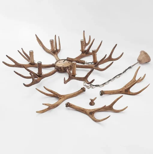 Lindby hanglamp Tejask, Ø 102 cm, 6-lamps, gewei, E14