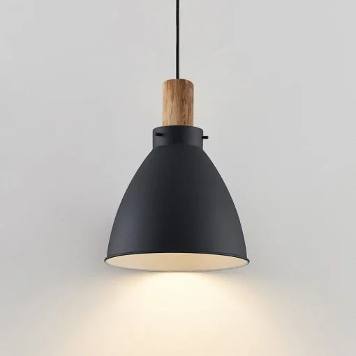 Lindby hanglamp Trebale, E27, Ø 28 cm, zwart, hout