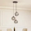 Lindby hanglamp Valentina, E27, Ø 49 cm, rookgrijs, glas