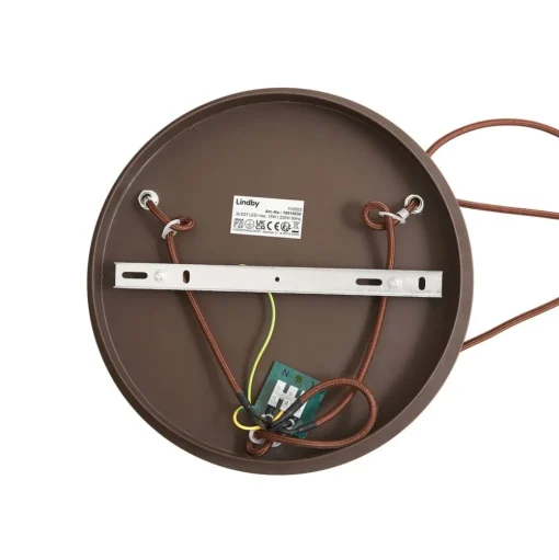 Lindby hanglamp Valentina, E27, Ø 49 cm, rookgrijs, glas
